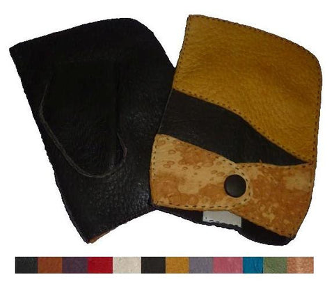 Lady's peccary leather fingerless contrasting colors gloves