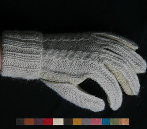 Lady's Peccary leather alpaca knitted gloves