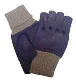 Men's alpaca cuff half finger peccary leather gloves