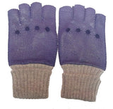 Men's alpaca cuff half finger peccary leather gloves