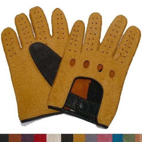 Mens 2-Tone Peccary Leather Driving Gloves