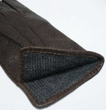 Mens Baby Alpaca lined Peccary Classic Leather Gloves