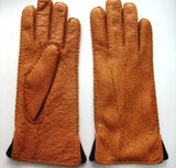 Lady's peccary leather contrast lining gloves