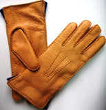 Lady's peccary leather contrast lining gloves