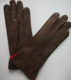 Lady's peccary leather contrast lining gloves
