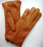 Lady's peccary leather contrast lining gloves
