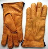 Lady's peccary leather contrast lining gloves