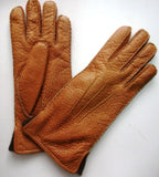 Lady's peccary leather contrast lining gloves