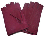 Lady's unlined peccary leather half finger gloves with contrast stitching