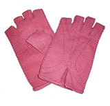 Lady's unlined peccary leather half finger gloves with contrast stitching