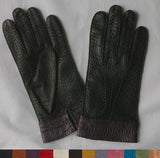 Lady's peccary leather gloves contrast colors