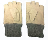 Men's alpaca cuff half finger peccary leather gloves