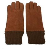 Mens Baby Alpaca-lined and cuffed Peccary Leather Gloves