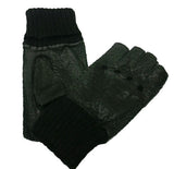 Men's alpaca cuff half finger peccary leather gloves