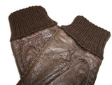 Mens Baby Alpaca-lined and cuffed Peccary Leather Gloves