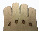 Men's alpaca cuff half finger peccary leather gloves