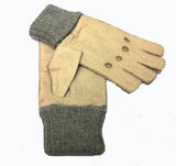 Men's alpaca cuff half finger peccary leather gloves