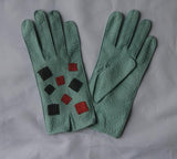 Lady's Peccary leather gloves  patchworked