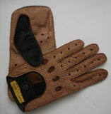 Mens 2-Tone Peccary Leather Driving Gloves