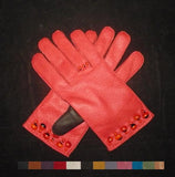 Lady's Peccary leather long gloves with appliques at wrist