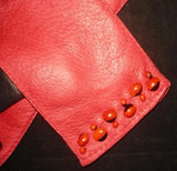 Lady's Peccary leather long gloves with appliques at wrist