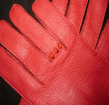 Lady's Peccary leather long gloves with appliques at wrist