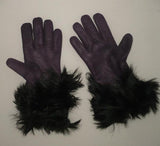 Lady's fashion peccary leather gloves alpaca fur