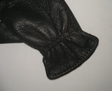 Ladies unlined peccary leather gloves with elastic wrist band