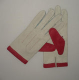 Lady's Peccary leather long gloves contrast stitching