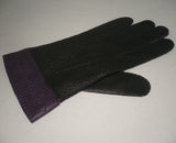 Lady's peccary leather gloves contrast colors