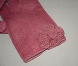 Lady's Peccary leather long gloves with leather flower applique