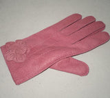 Lady's Peccary leather long gloves with leather flower applique