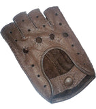 Men's peccary leather rally half finger gloves