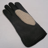 Men's peccary leather alpaca crochet belted gloves.