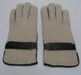 Lady's peccary leather alpaca crochet belted gloves
