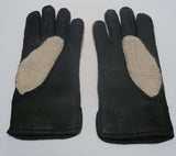 Lady's peccary leather alpaca crochet belted gloves
