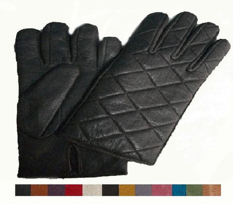 Lady's peccary leather quilted gloves