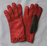 Lady's Peccary leather long gloves with appliques at wrist