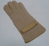 Lady's peccary leather alpaca crochet belted gloves