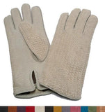 Lady's peccary leather alpaca crochet gloves