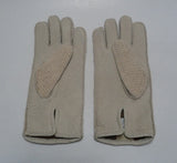 Lady's peccary leather alpaca crochet gloves