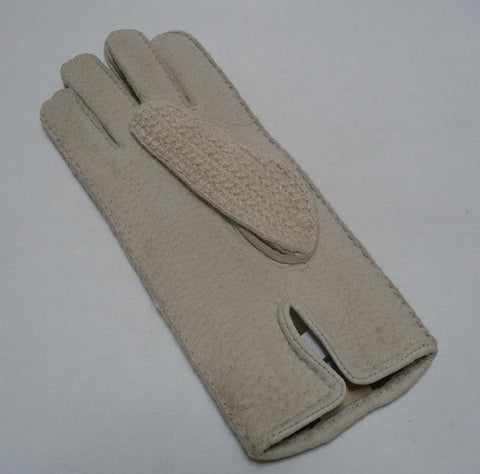 Lady's peccary leather alpaca crochet gloves