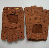 Short-Finger Peccary Leather Driving Gloves for Ladies – Unlined with Ventilation &amp; Extra Padding