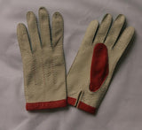 Lady's Peccary leather long gloves contrast stitching