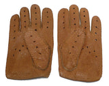Luxury Handmade Peccary Mens Leather Driving Gloves – Full-Finger, Unlined with Ventilation Design