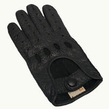 Mens Classic Peccary Leather Driving Black Gloves sz10