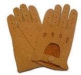 Luxury Handmade Peccary Mens Leather Driving Gloves – Full-Finger, Unlined with Ventilation Design