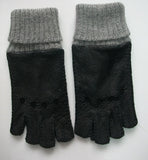 Men's alpaca cuff half finger peccary leather gloves