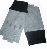 Men's alpaca cuff half finger peccary leather gloves