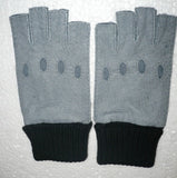 Men's alpaca cuff half finger peccary leather gloves